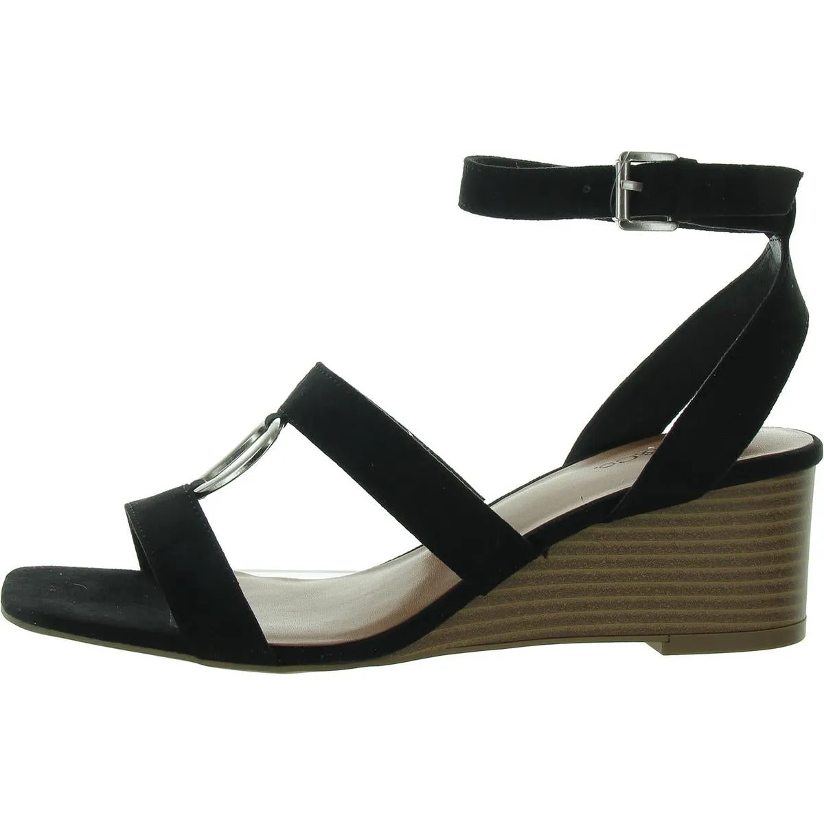 Lourizza  Womens Faux Suede Wedge Ankle Strap