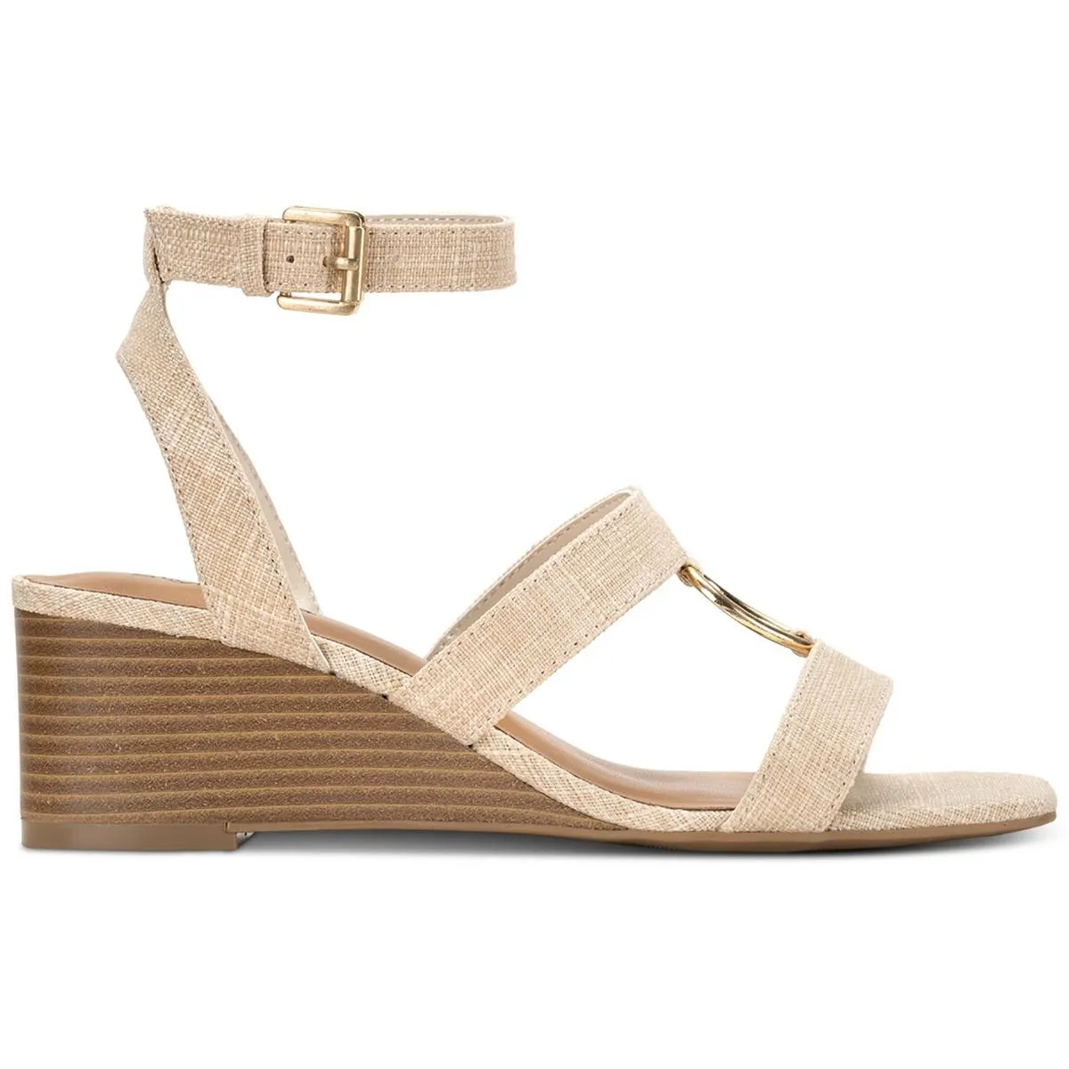 Lourizza  Womens Faux Suede Wedge Ankle Strap