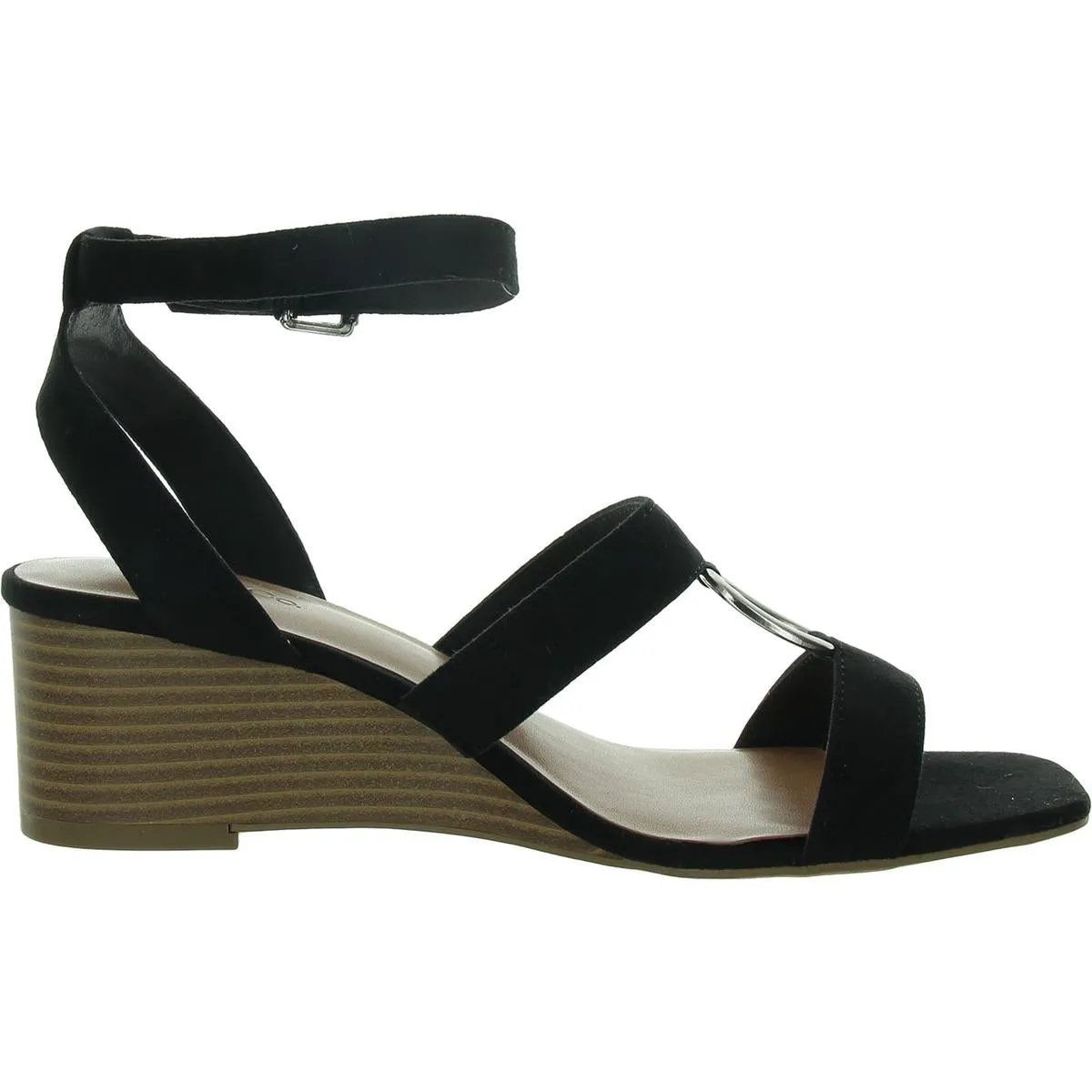 Lourizza  Womens Faux Suede Wedge Ankle Strap