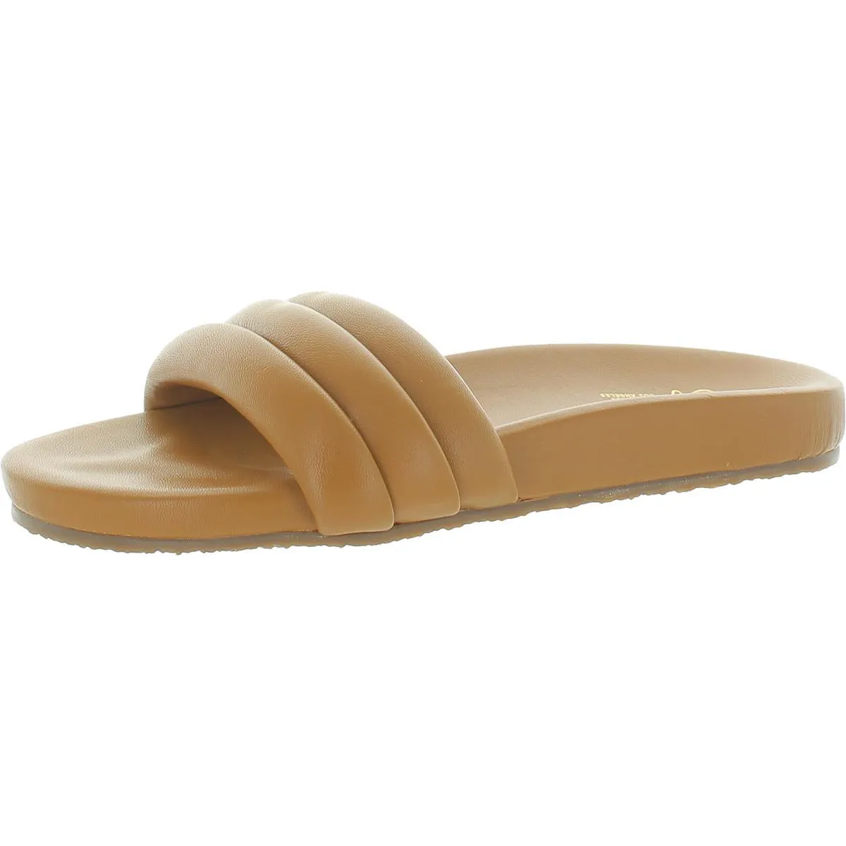Low Key Womens Leather Slip On Slide Sandals