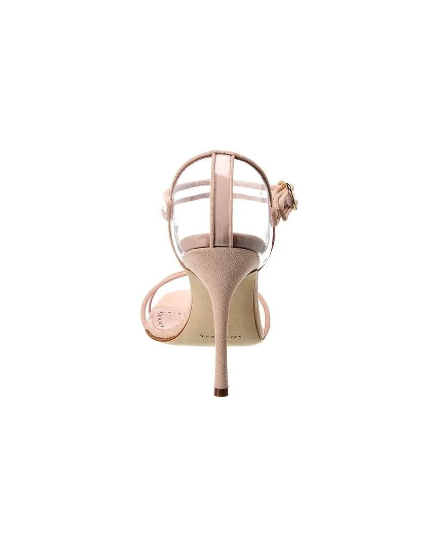 Manolo Blahnik Fersen 105 Suede & Vinyl Sandal