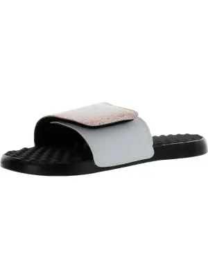 Mantra Slide Womens Faux Leather Slip On Slide Sandals