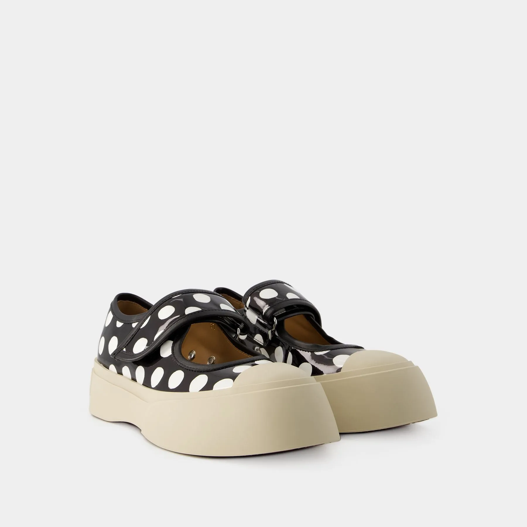 Mary Jane Sneakers - Marni - Leather - Black/Lily White