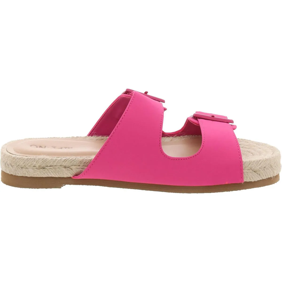 Milaa Womens Buckle Faux Leather Slide Sandals