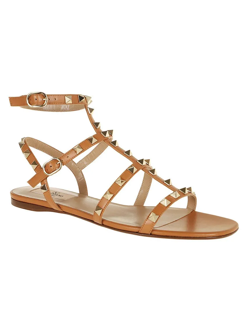 Nude Calfskin Rockstud Sandal