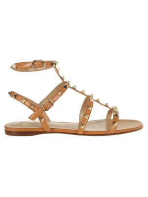 Nude Calfskin Rockstud Sandal