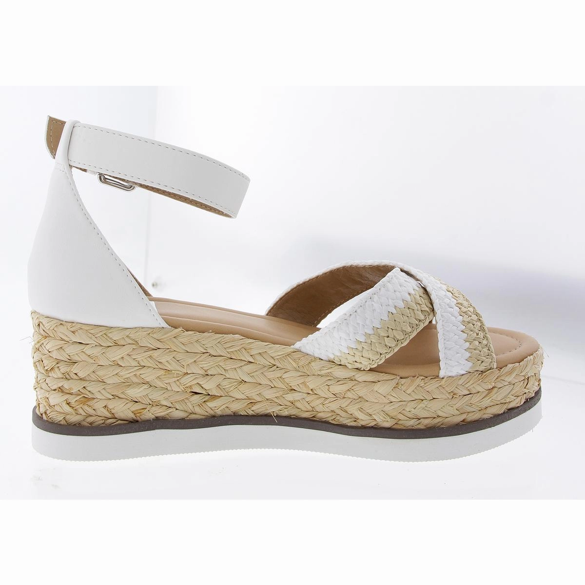 Odel Womens Mixed Media Faux Leather Platform Sandals