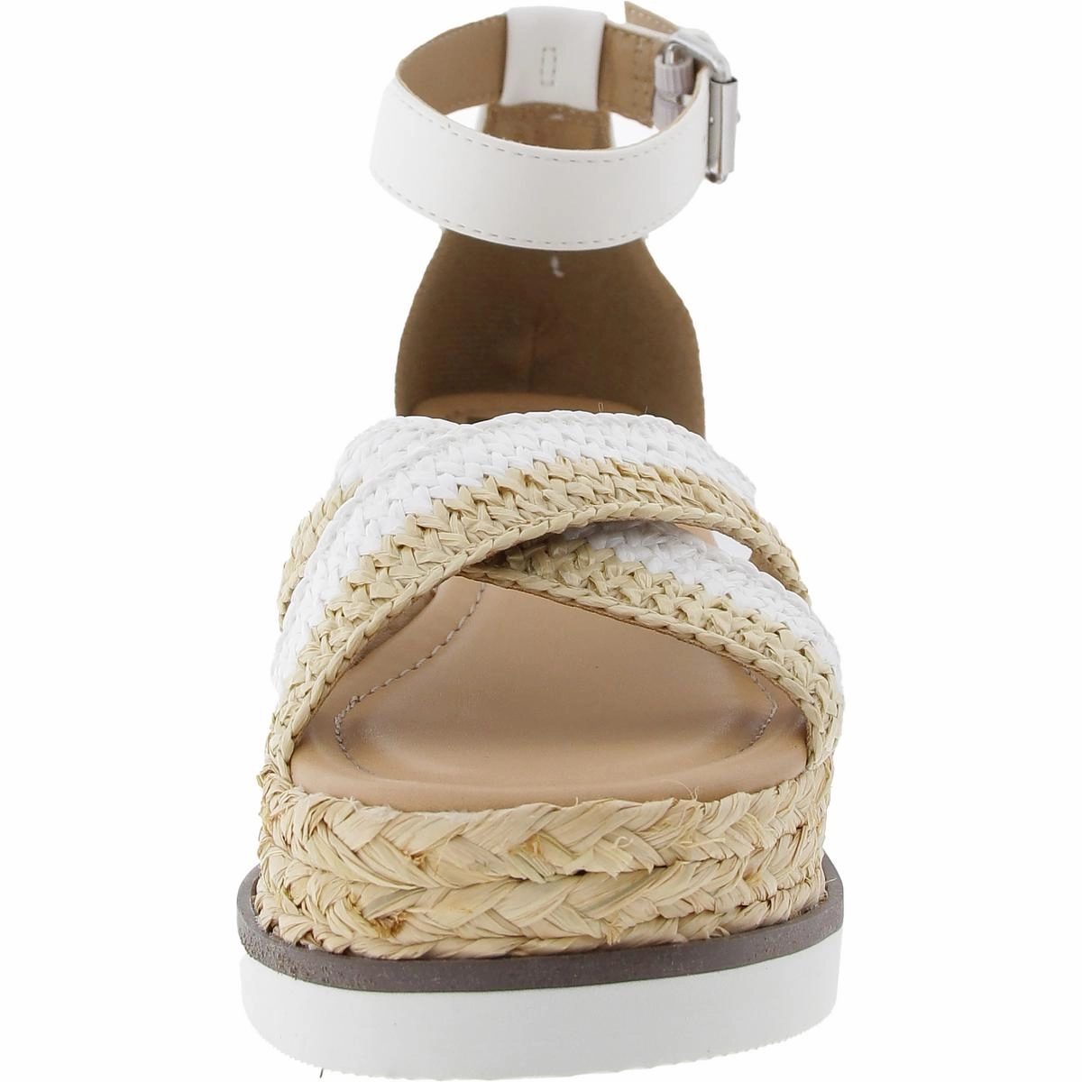 Odel Womens Mixed Media Faux Leather Platform Sandals