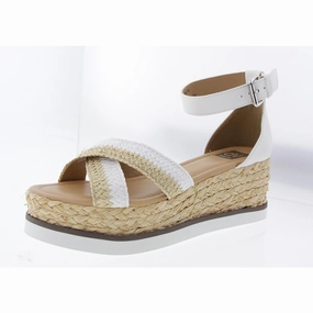 Odel Womens Mixed Media Faux Leather Platform Sandals