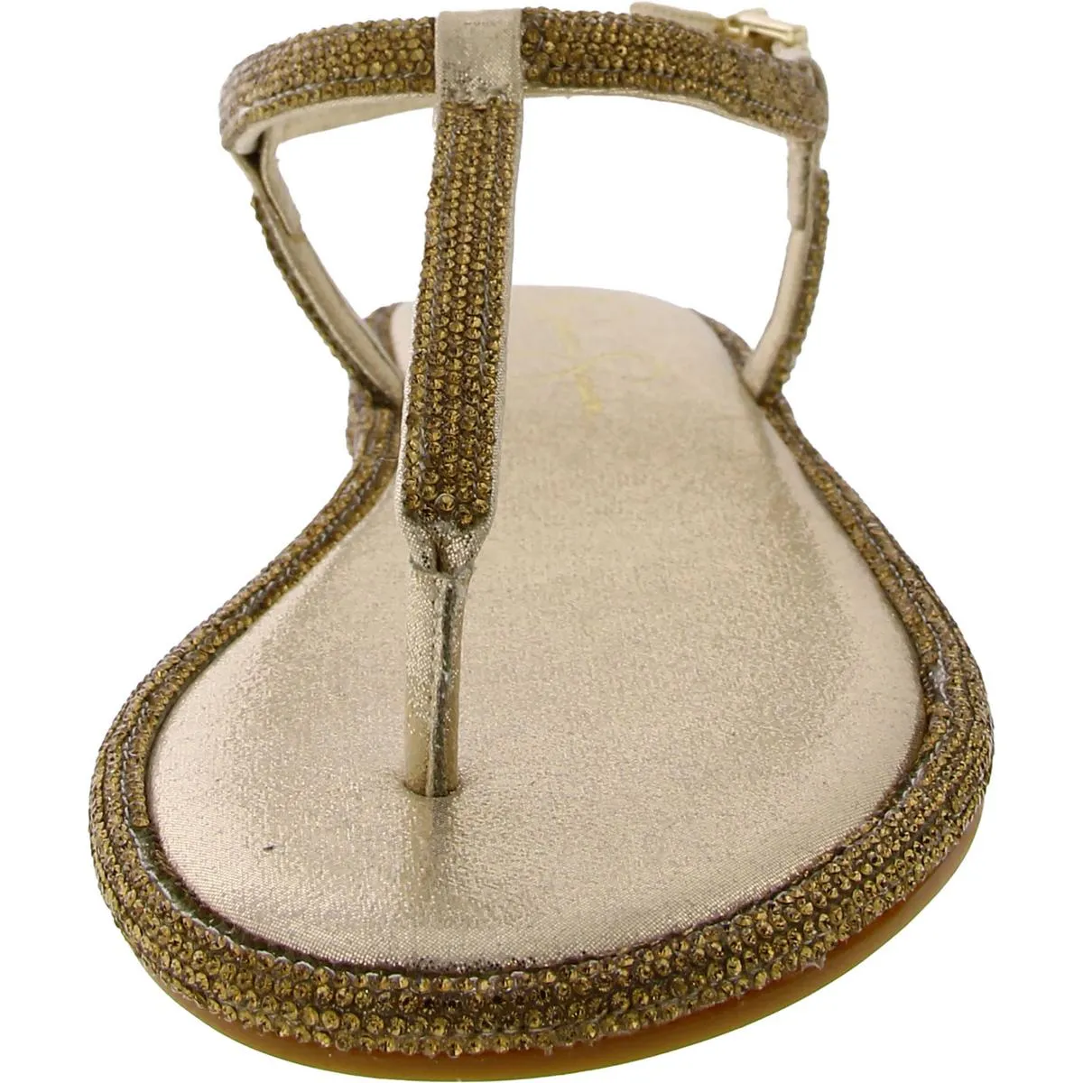 Oliara Womens Shimmer Man Made T-Strap Sandals