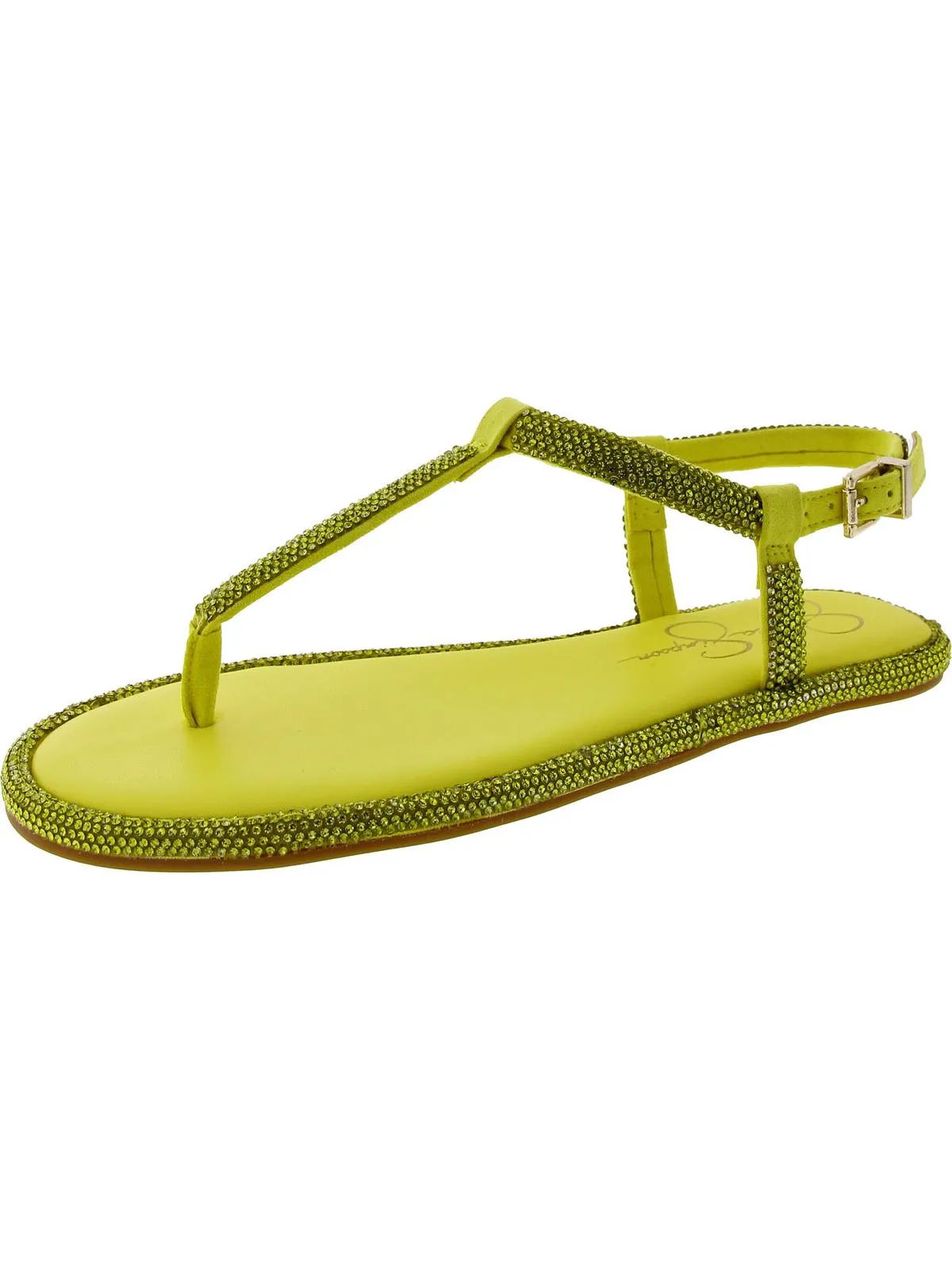 Oliara Womens Shimmer Man Made T-Strap Sandals