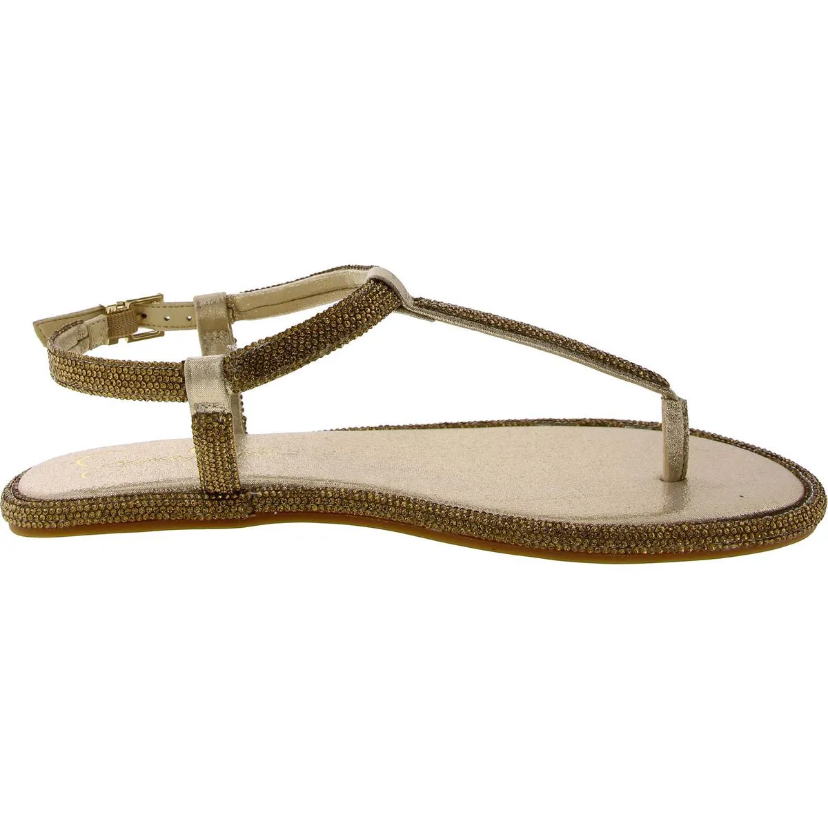 Oliara Womens Shimmer Man Made T-Strap Sandals