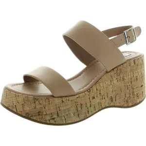 Pam Womens Adjustable Leather Platform Sandals