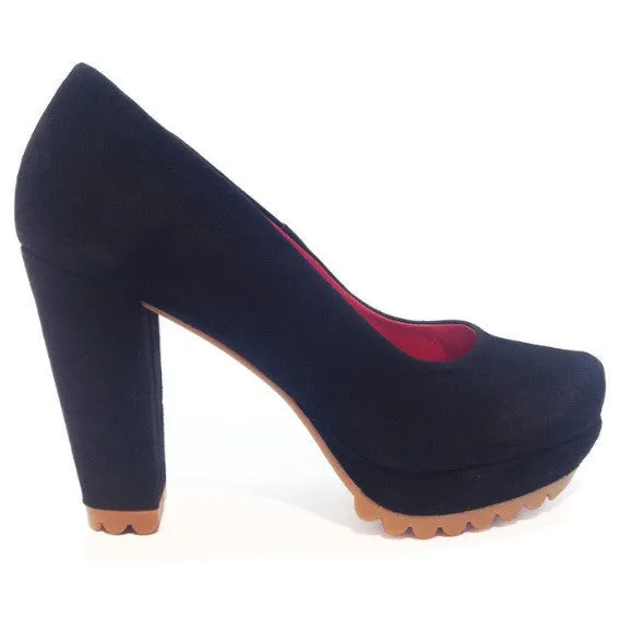 Pate - Black Suede Platform shoe