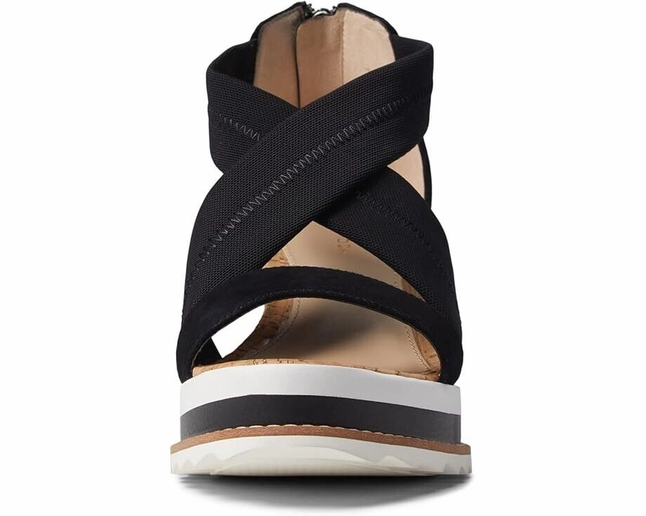 Pelle Moda Medina Sandals Women's US 9 Black Crisscross Strap Wedge Heel ZPO1909