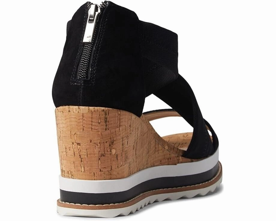 Pelle Moda Medina Sandals Women's US 9 Black Crisscross Strap Wedge Heel ZPO1909