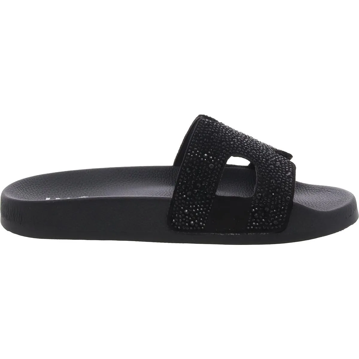 Pia Womens Rhinestone Slip-In Slide Sandals