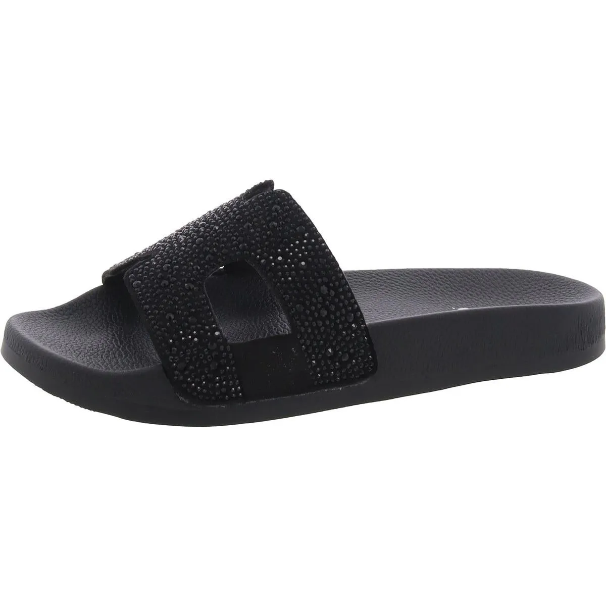 Pia Womens Rhinestone Slip-In Slide Sandals