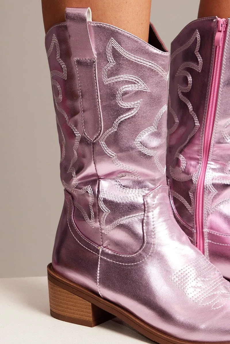 Pink Festival Cowboy Boots