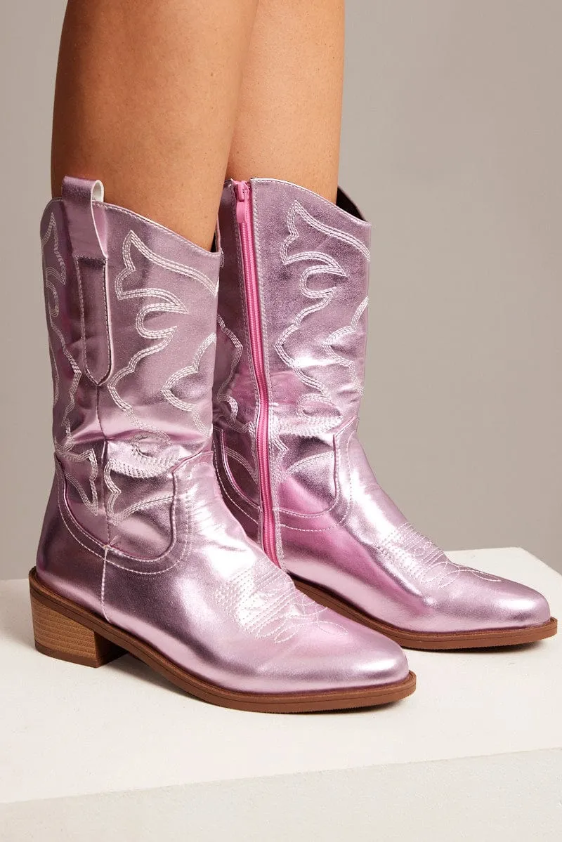 Pink Festival Cowboy Boots
