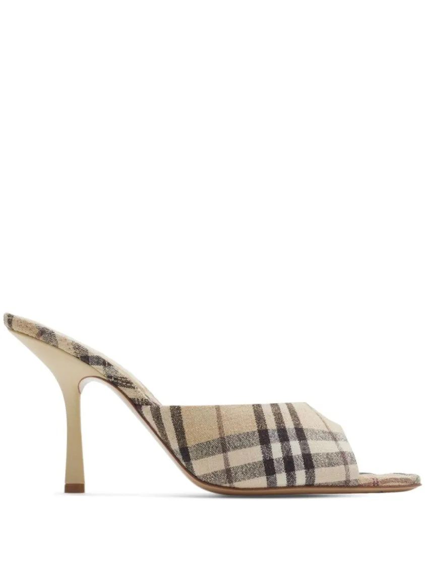 Plaid Pattern Stiletto Sandals