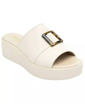 Platform Slide Sandals In Ivory