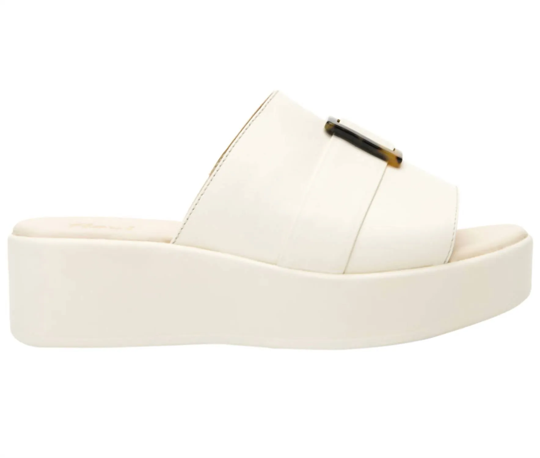 Platform Slide Sandals In Ivory