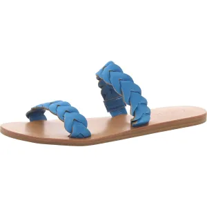 Plum Womens Braided Faux Leather Slide Sandals