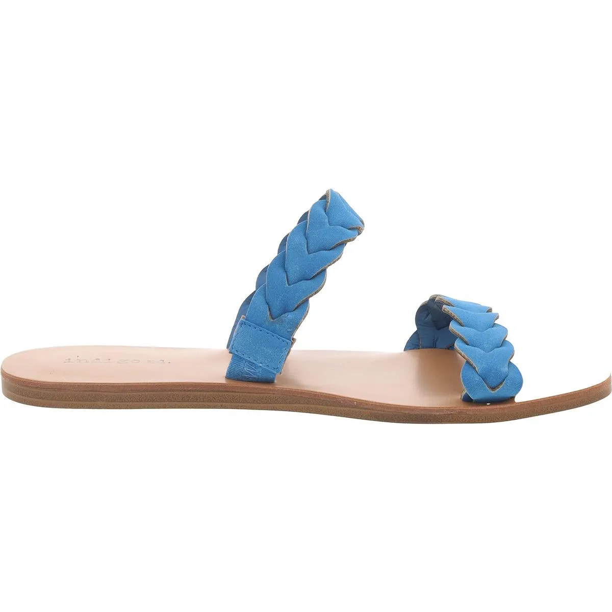 Plum Womens Braided Faux Leather Slide Sandals