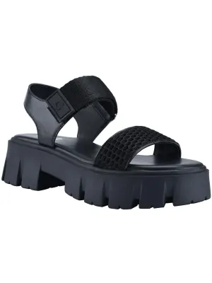 Premia Womens Ankle Strap Lugged Sole Slide Sandals