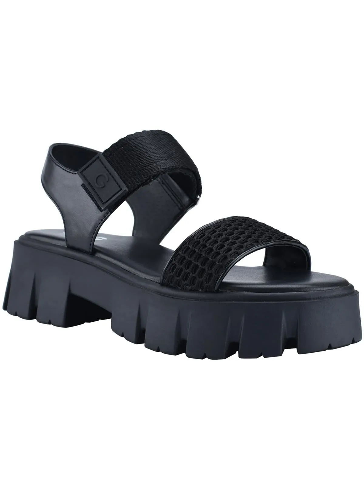 Premia Womens Ankle Strap Lugged Sole Slide Sandals
