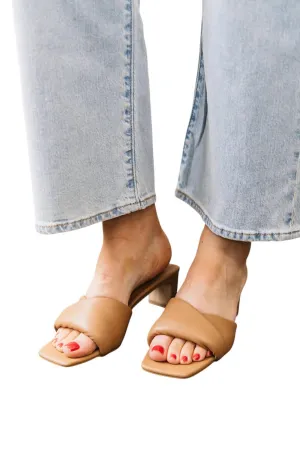 Puff Slide Heel Sandal In Camel