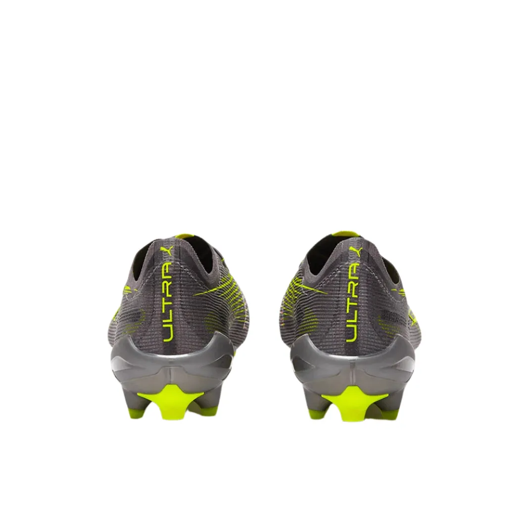 Puma Ultra 5 Ultimate FG Soccer Cleats (Matte Aged Silver-Yellow Alert-Sun Struck)