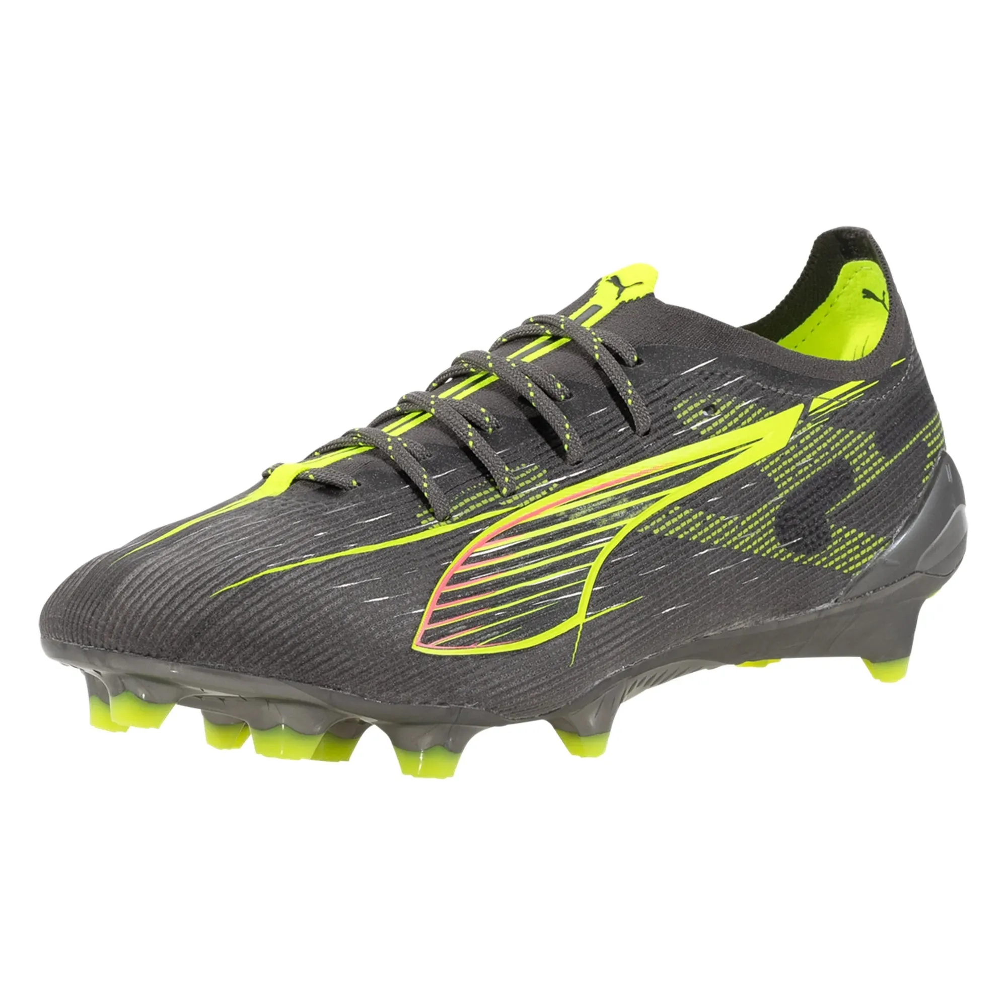 Puma Ultra 5 Ultimate FG Soccer Cleats (Matte Aged Silver-Yellow Alert-Sun Struck)