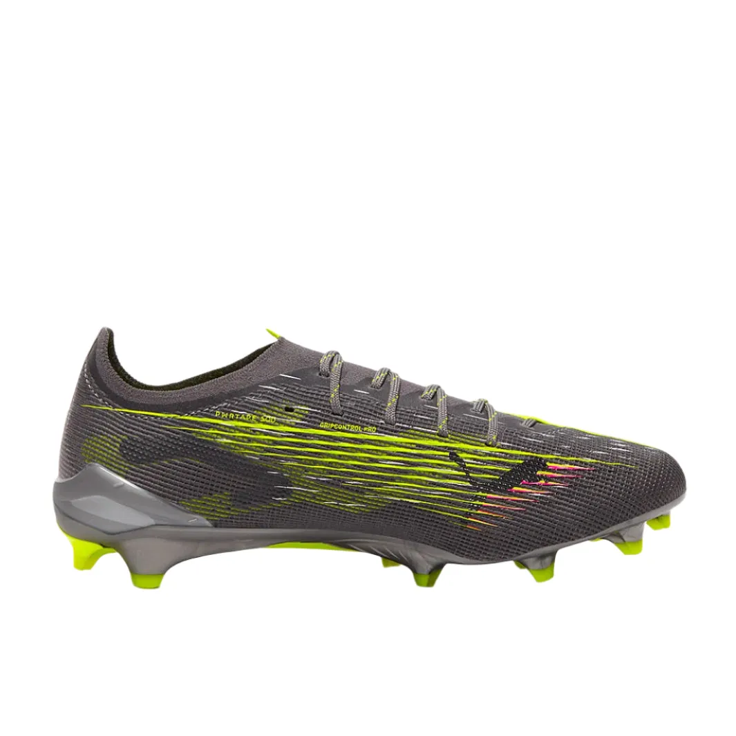 Puma Ultra 5 Ultimate FG Soccer Cleats (Matte Aged Silver-Yellow Alert-Sun Struck)