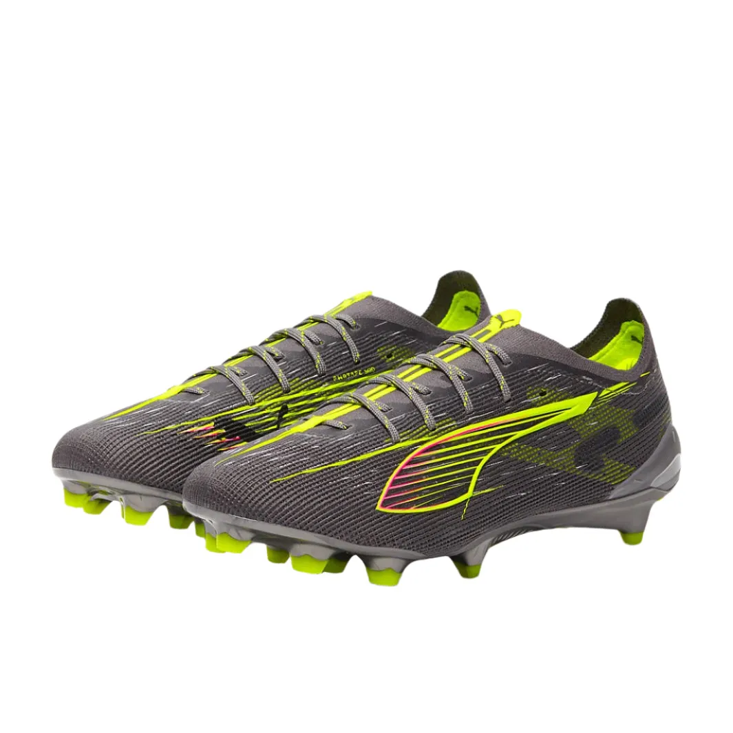 Puma Ultra 5 Ultimate FG Soccer Cleats (Matte Aged Silver-Yellow Alert-Sun Struck)