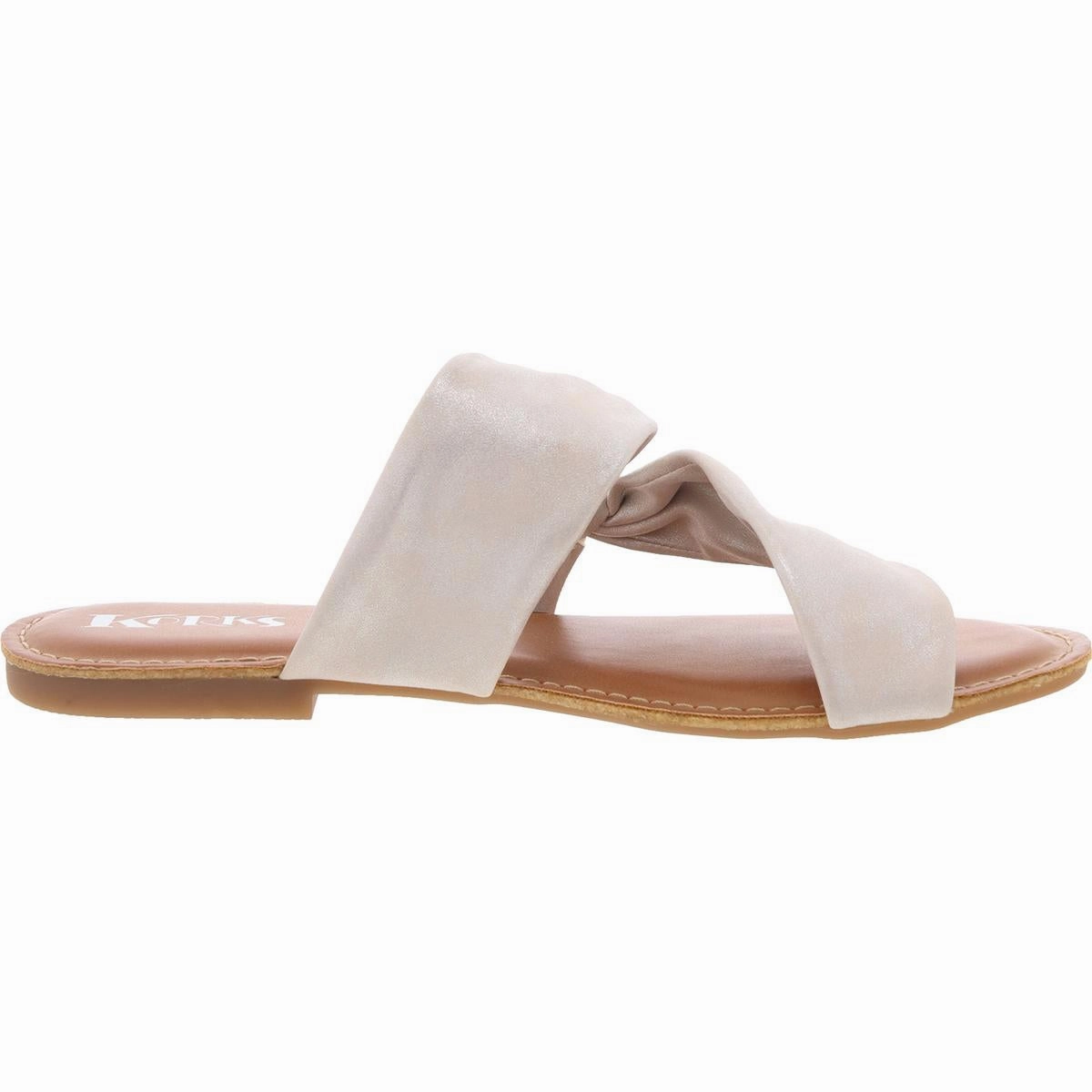 RACHELLE Womens Mixed Media Faux Leather Slide Sandals