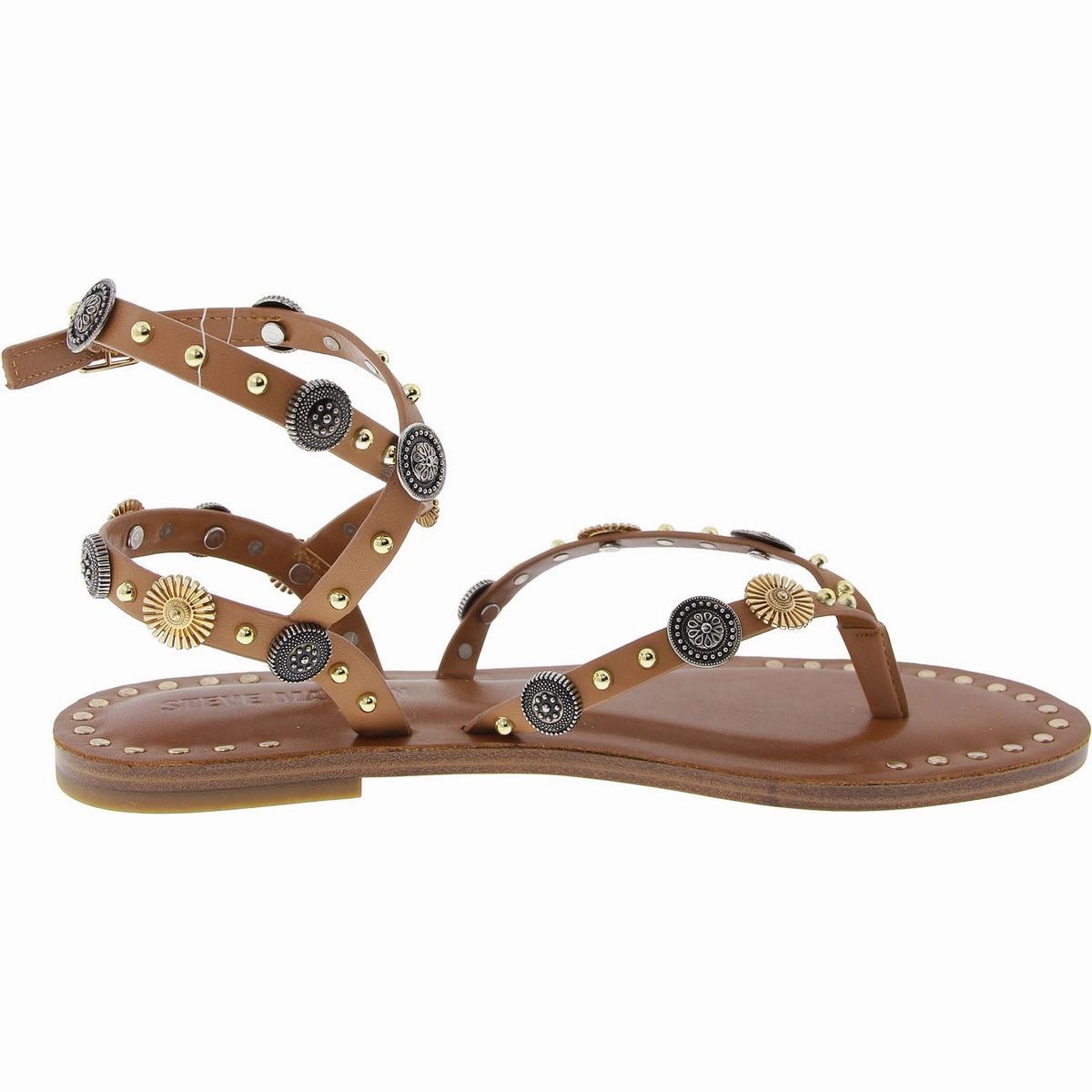 Recent Womens Embellished Faux Leather Strappy Sandals