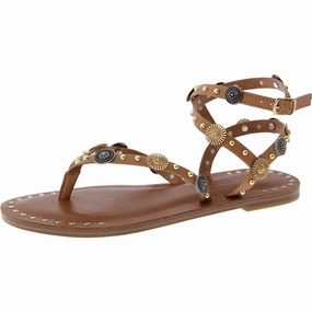Recent Womens Embellished Faux Leather Strappy Sandals
