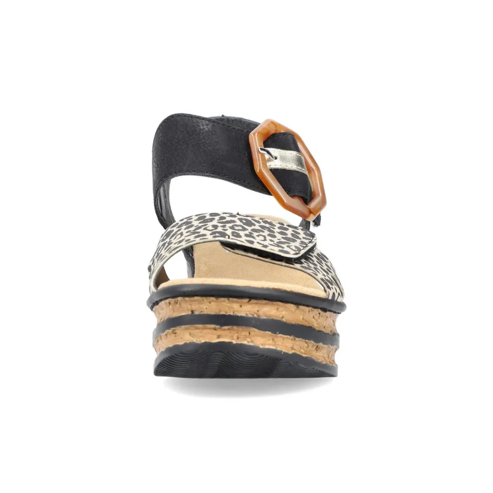 Rieker 68176 Ginger Black Leather Sandal (Women's)