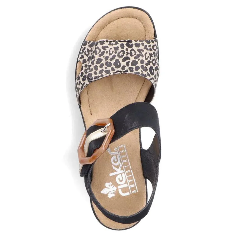 Rieker 68176 Ginger Black Leather Sandal (Women's)