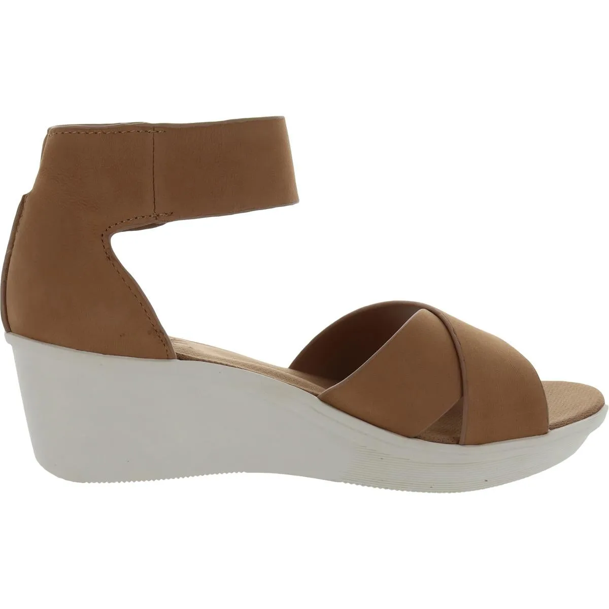 Riviera Womens Cushioned Footbed Ankle Strap Wedge Sandals