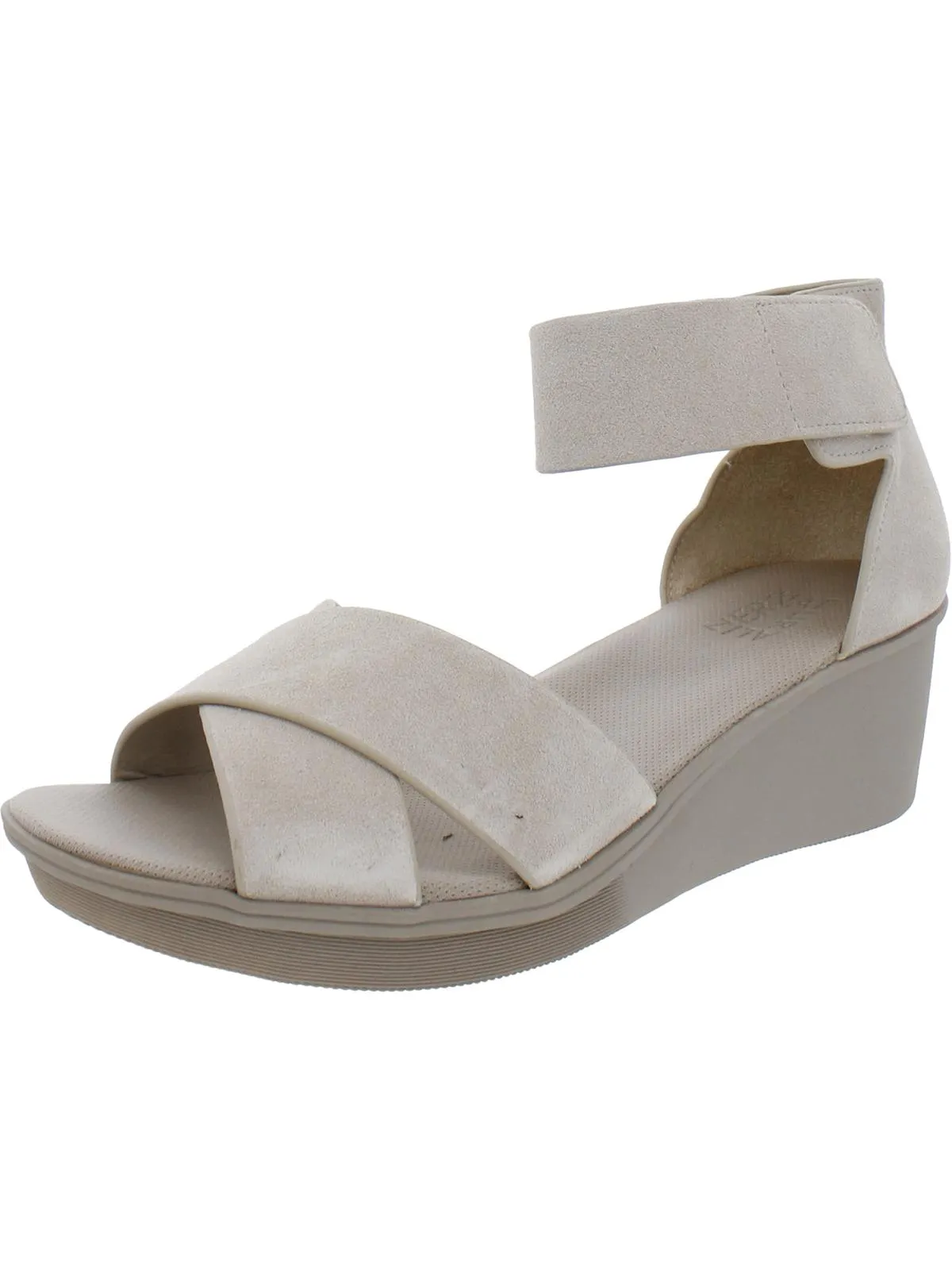 Riviera Womens Cushioned Footbed Ankle Strap Wedge Sandals
