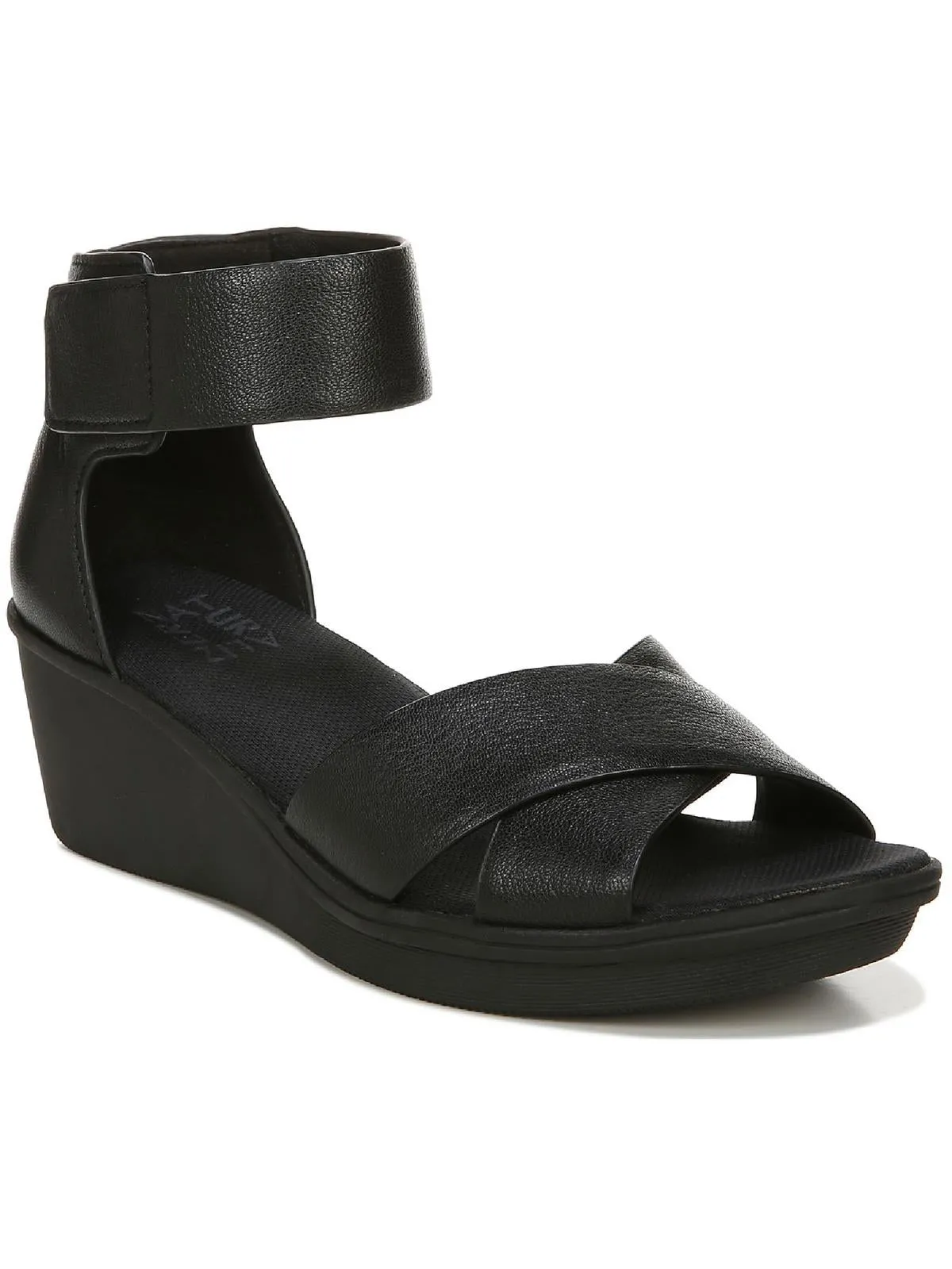 Riviera Womens Cushioned Footbed Ankle Strap Wedge Sandals