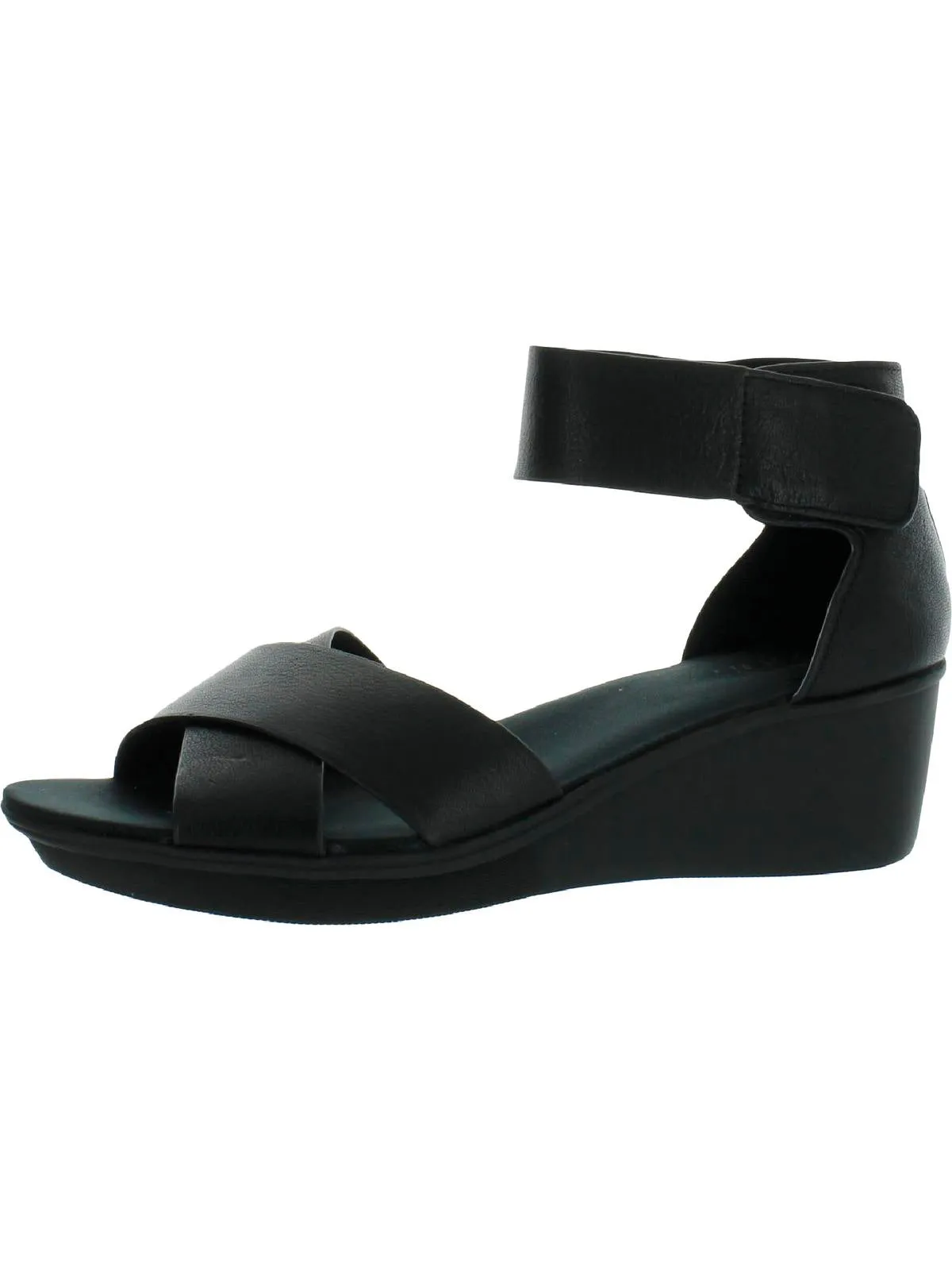 Riviera Womens Cushioned Footbed Ankle Strap Wedge Sandals
