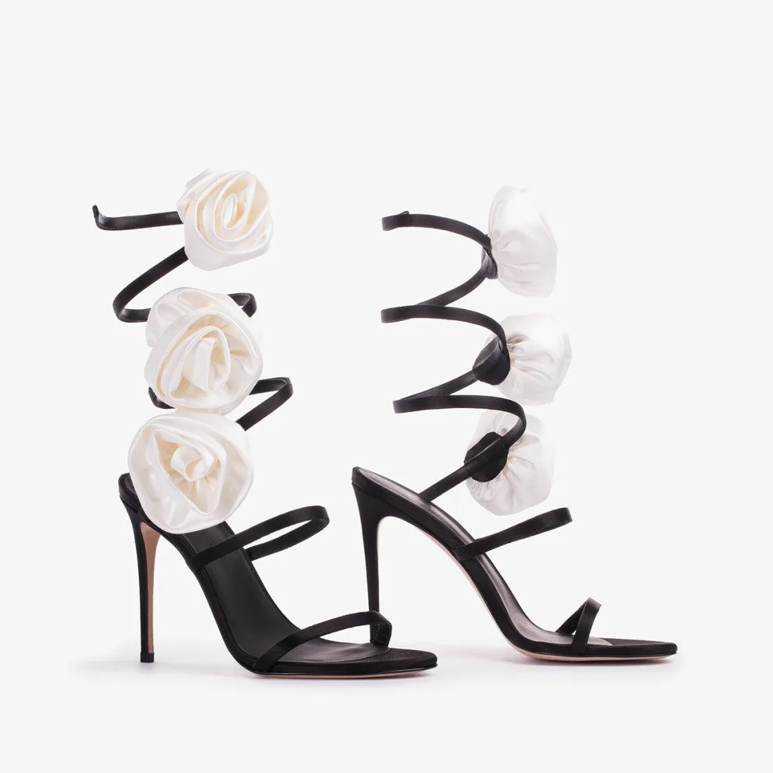 Rose Satin Leg Riser Sandal 10