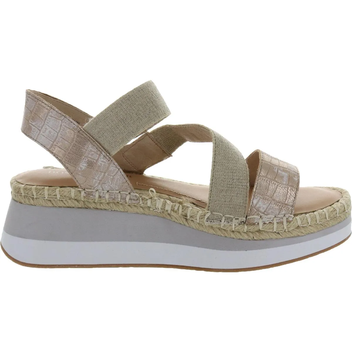Sadie Womens Leather Snake Print Wedge Sandals