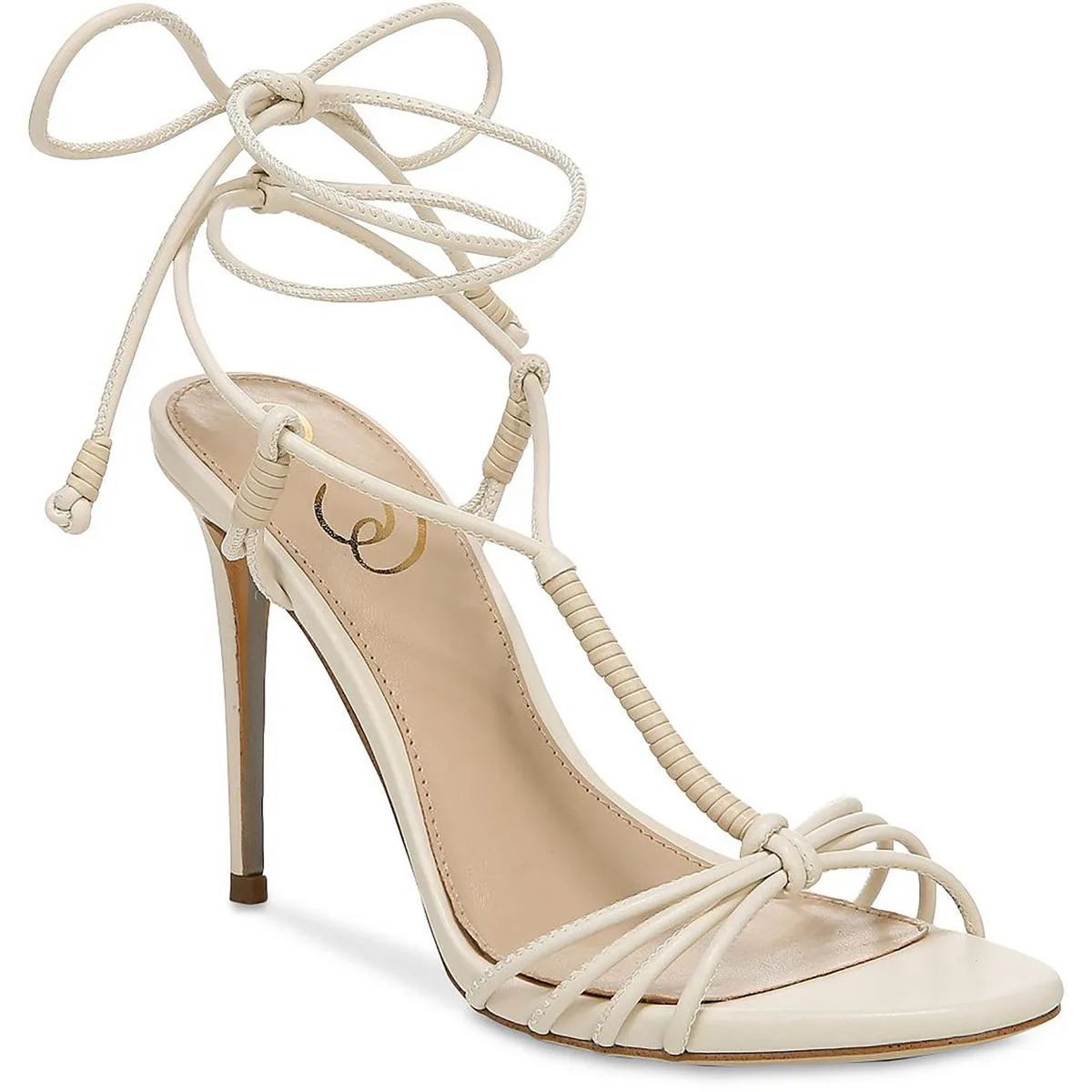 Safiya Womens Faux Leather Ankle Wrap Heels