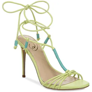 Safiya Womens Faux Leather Ankle Wrap Heels