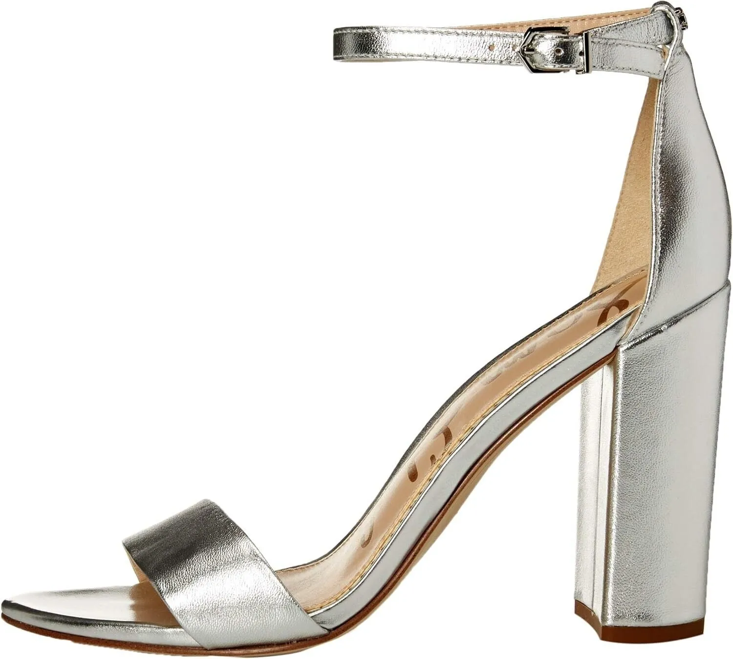 Sam Edelman Yaro E8511L6901 Sandal Womens 10.5 Silver Leather Block Heel ZPO1933